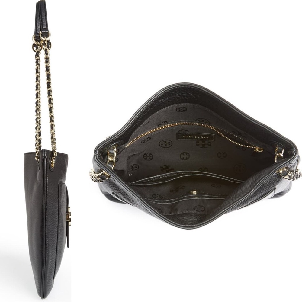 Tory Burch💕Black Leather “Swingpack Plaque” Purse - Picture 3 of 5